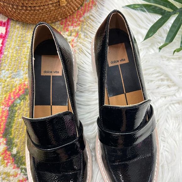 Dolce Vita Neutral Black Minimalist Wedge Platform Heeled Henri Loafer 6.5 - Picture 4 of 10